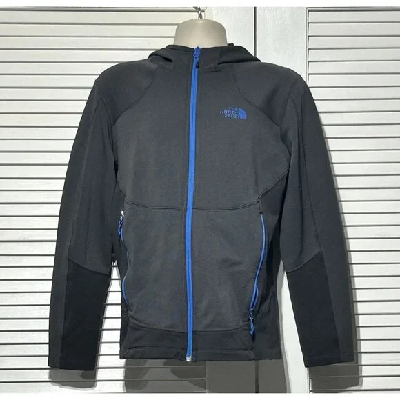 The North Face Men's Gray Blue Full-Zip Fleece Hoodie Athletic Jacket Size M 304 - Picture 1 of 11